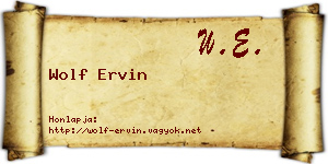 Wolf Ervin névjegykártya